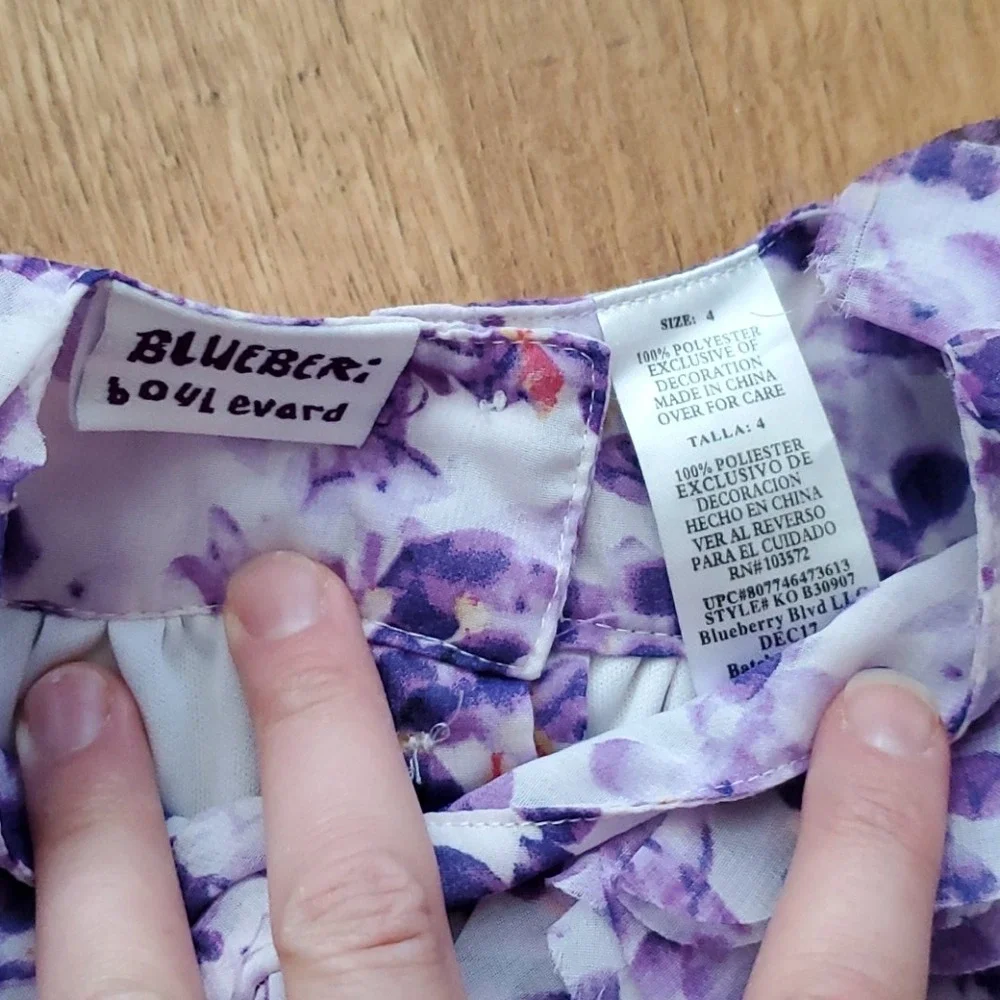 Blueberi Boulevard‎ Girls Flowy Purple Floral Sleeveless Dress Size 4